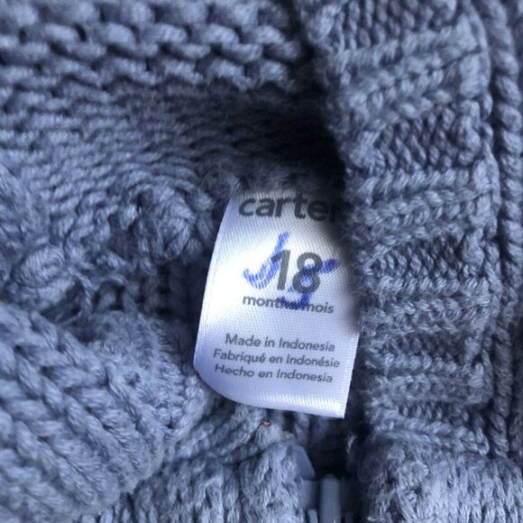 Carter's 12/18M Hooded Zip Up Heavy Sweater - Picture 3 of 5